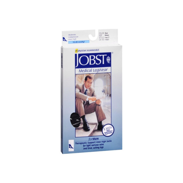 Jobst Medical Legwear For Men Knee High Socks 15-20 Mmhg Black Medium 1 Pair