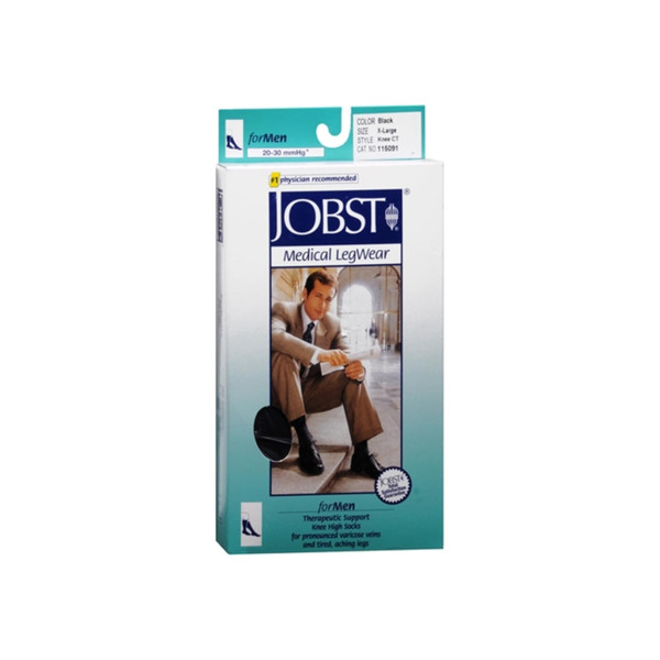 Jobst Medical Legwear For Men Knee High 20-30 Mmhg Black X-Large Close-Toe 1 Pair