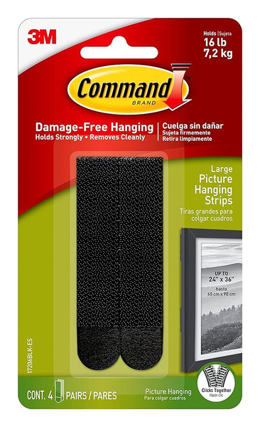 Command Black Picture Hanging Strips - Large, 4 pairs