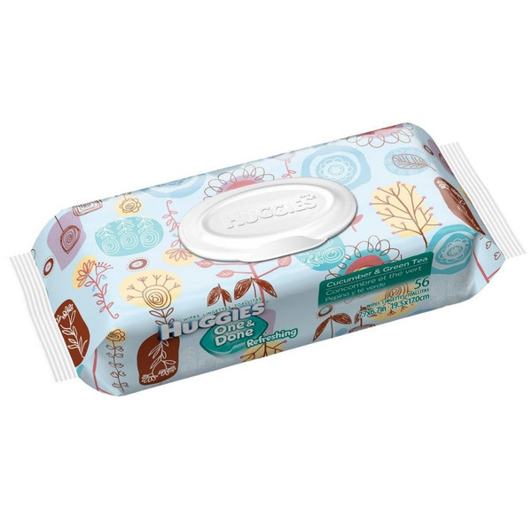 Huggies One & Done Baby Wipes, Cucumber & Green Tea 56 Ea