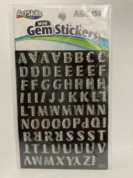 Artskills Mini Silver Glitter Gem Letter Stickers - 150 Count