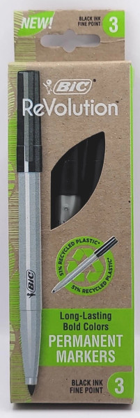 BiC ECO-lutions Recycled Fine Point Permanent Marker Black - 3 Count