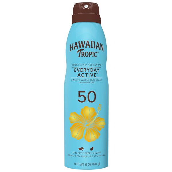 Hawaiian Tropic Island Sport Ultra Light High Performance Sunscreen, Light Tropical Scent Spf 50 6 Oz