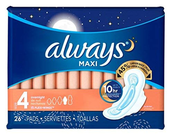 Always Pads Size 4 Maxi 26 Count Overnight