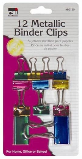 CLi Asstorted Metallic Binder Clips - 12 Ct