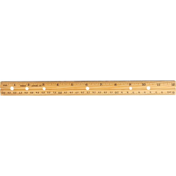 CLi Metal Edged Wood Ruler with Double Bevel - 12 Inches