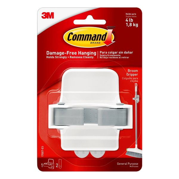 Command Broom Gripper Adhesive Hook - White - 4 lb