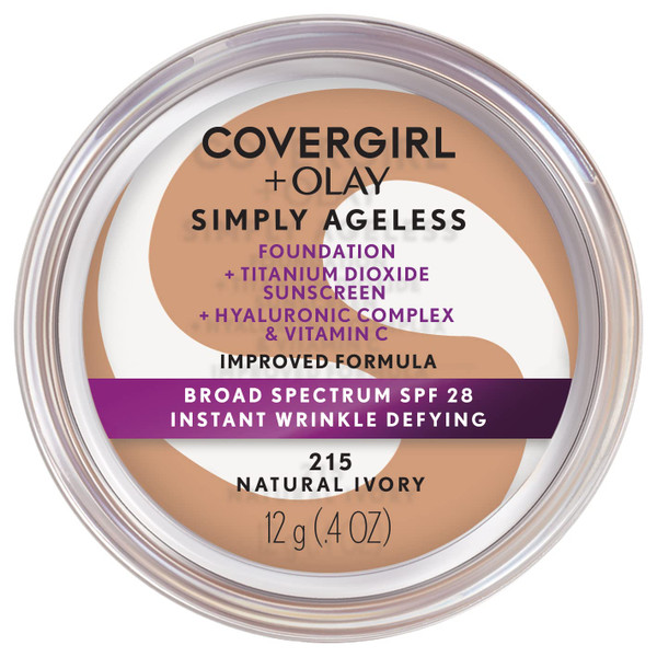 COVERGIRL + Olay Simply Ageless Wrinkle Defying Foundation Compact 215 Natural Ivory - 0.4 oz