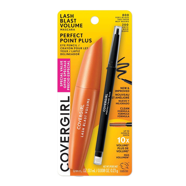 COVERGIRL Lash Blast Clean Volume Mascara & Perfect Point Plus Eye Pencil - 800 Very Black &  200 Black Onyx - 1 Ct