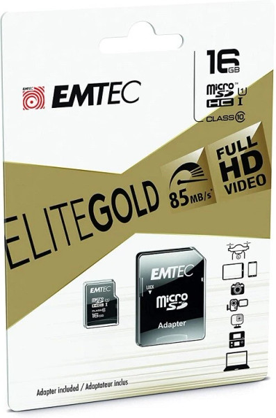 EMTEC MicroSDHC Class 10 Gold Plus with Adapter - 1 Ct