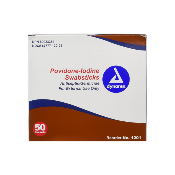 Dynarex Povidone-Iodine Antiseptic Swabsticks 50 Ea