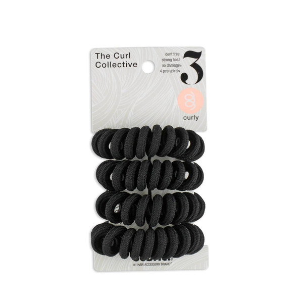 sc++nci Conair Curl Collective Curl 3 Curly Spiral Elastics - 4 Ct