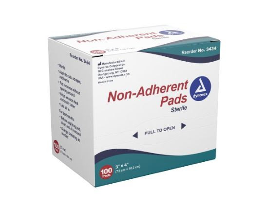 Dynarex Pad Non-Adherent 3X4 Sterile 100 Pads 1 Ea