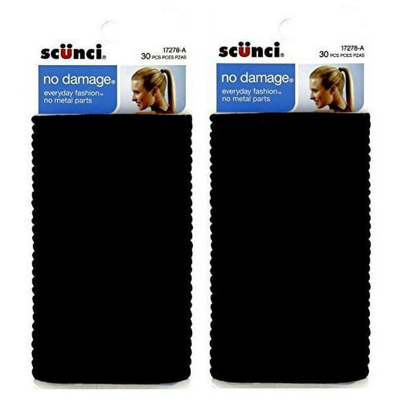 Sc++nci Everyday & Active No Damage Hair Elastics Black - 30 Ct