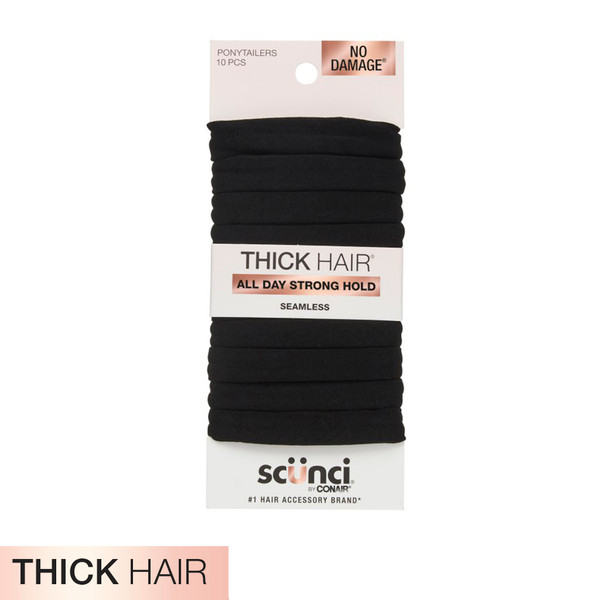 Sc++nci No Damage 4mm 6.5 Nylon Thick Hair Elastics - 10 Ct