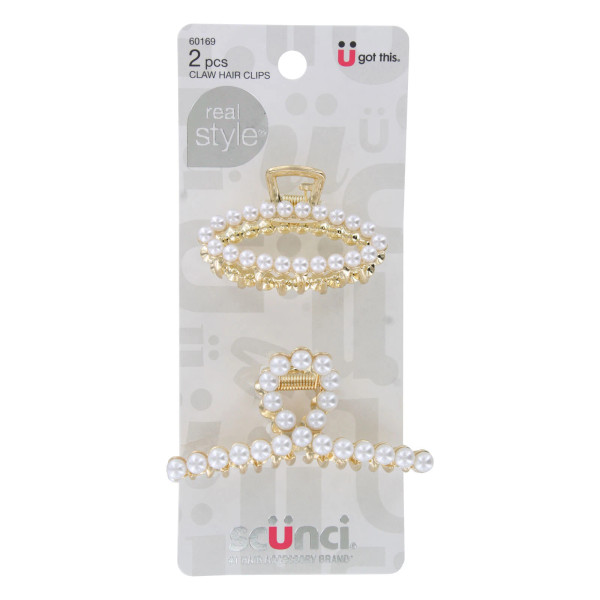 sc++nci Pearl Claw Clips - 2 Ct