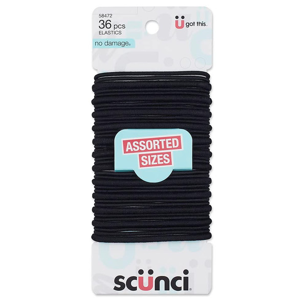 Scunci by Conair No Damage Assorted Sizes Elastics - 36 Ct