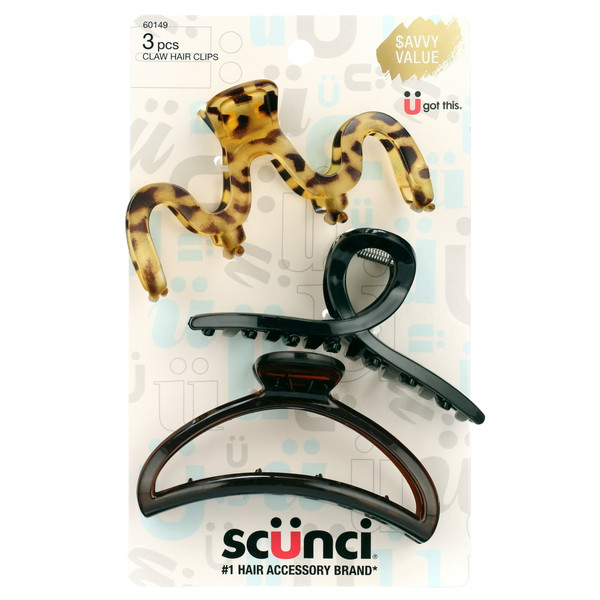 sc++nci Matte Mixed Shape Claw Clips - 3 Ct