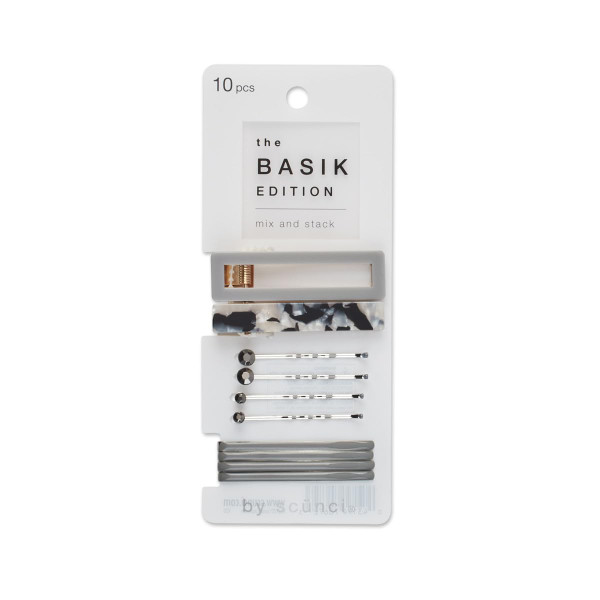 Scunci The Basik Edition Mix and Stack Barrette - 10 Ct