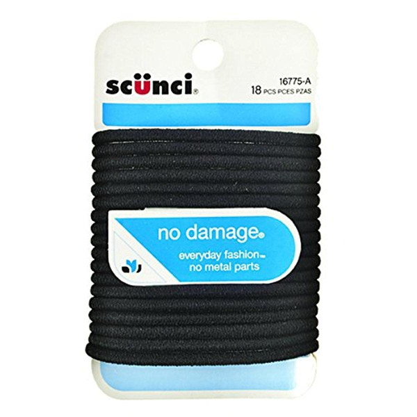 Sc++nci No Damage Hair Elastics Medium, Black - 18 Ct
