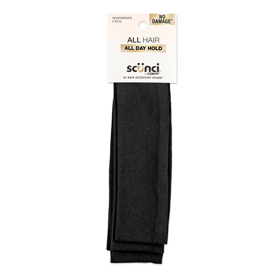 Sc++nci Black Basic Headwraps - 5 Ct