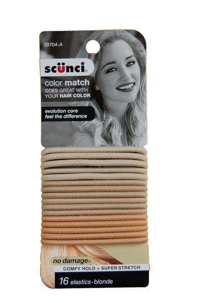 Sc++nci Evo/Core No Damage Comfy Hold Color Match Blonde Elastics - 16 Ct