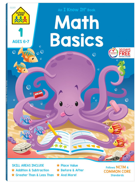 School Zone Math Basics Grade 1 Workbook - 64 Pages