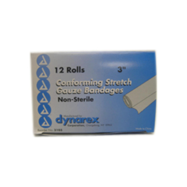 Dynarex Conforming Stretch Gauze Bandages 3 Inch Non-Sterile 12 Each