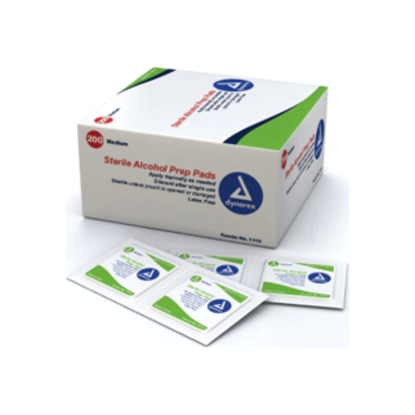 Dynarex Alcohol Prep Pads (Swabs) Sterile, Medium 200 Ea