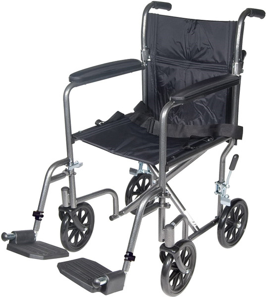 Drive Medical Tr37E-Sv Lightweight Steel Transport Wheelchair, Fixed Full Arms,17-Inch Seat 1 Ea