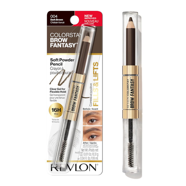 REVLON ColorStay Brow Fantasy Pencil & Gel 004 Dark Brown - 1 Ct