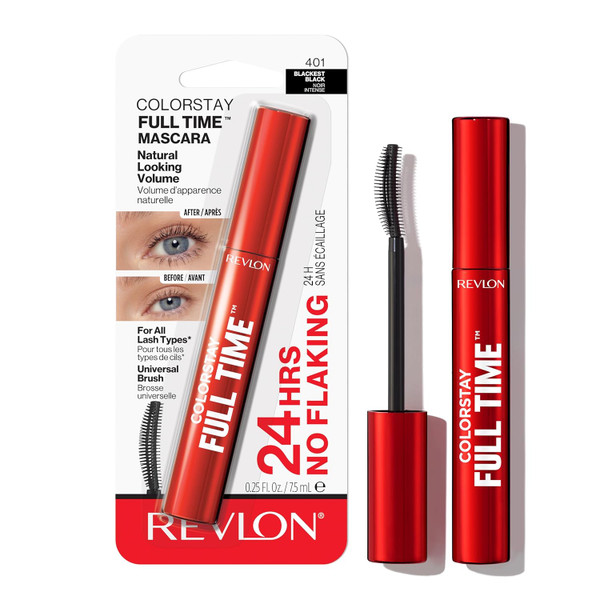 REVLON ColorStay Full Time Volumizing Mascara 401 Blackest Black - 0.25 fl oz