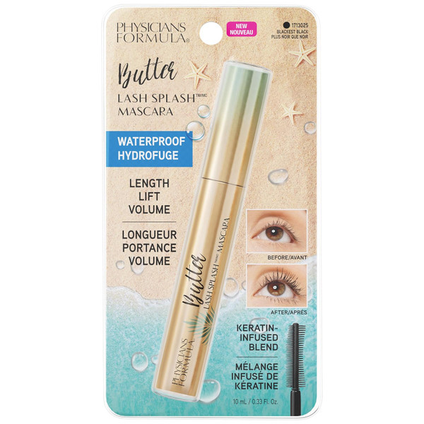 Physicians Formula Waterproof Butter Lash Splash Mascara Blackest Black - 0.34 fl oz