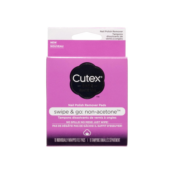 Cutex Swipe & Go Non-Acetone Nail Polish Remover Pads 10 Ea