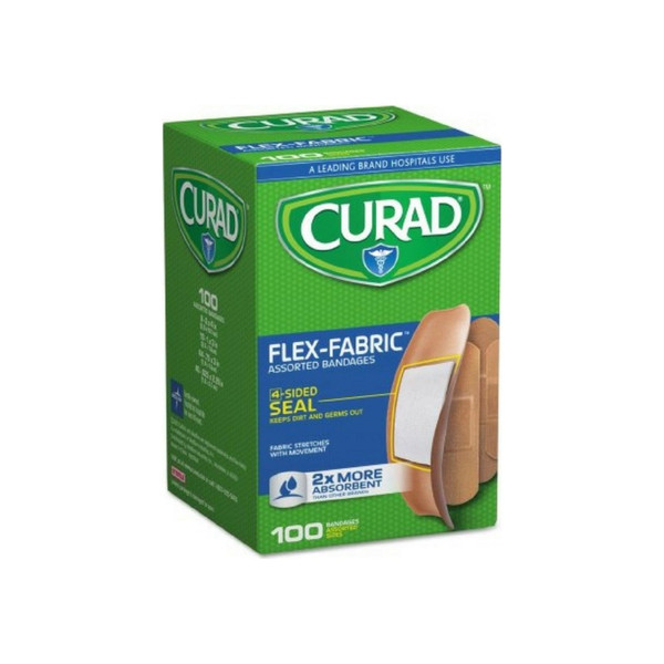 Curad Flex-Fabric Assorted Bandages 2X More Absorbent,  100 Ea