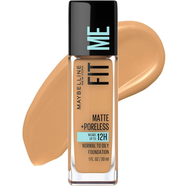 Maybelline Fit Me Matte + Poreless Liquid Foundation Makeup, Golden Caramel - 1 fl oz