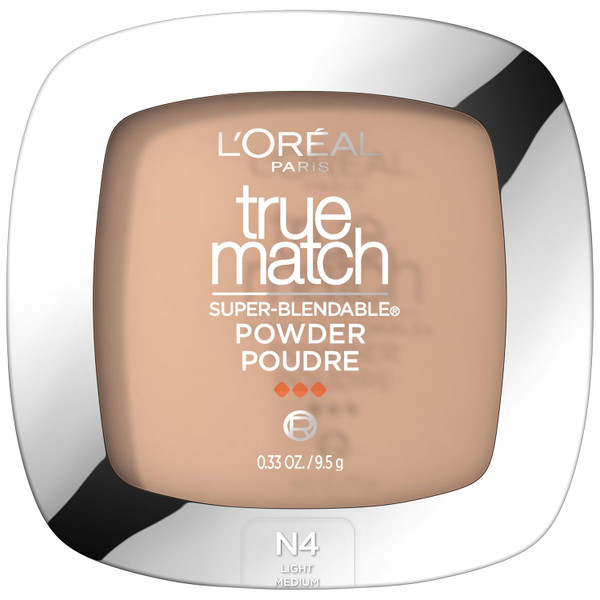 L'ORÉAL PARIS True Match Super-Blendable Oil Free Makeup Powder, N4 Light Medium - 0.33 oz