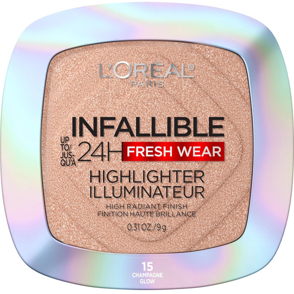 L'OREAL PARIS Infallible Longwear Up to 24HR Powder Highlighter, 015 Champagne Glow - 0.31 oz