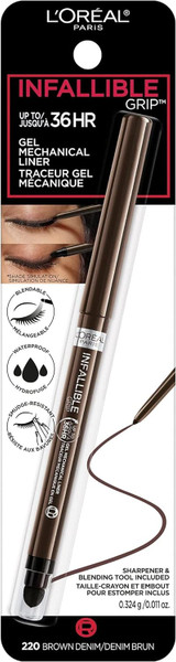 L'OREAL PARIS Infallible Grip Mechanical Gel Makeup Eyeliner, 220 Brown Denim - 0.01 oz