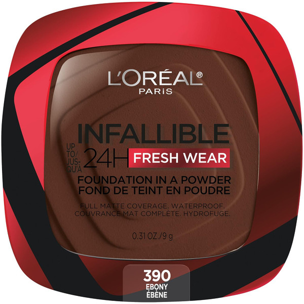 L'Oreal Paris Infallible Up to 24H Fresh Wear Foundation in a Powder, Ebony 390 - 0.31 oz