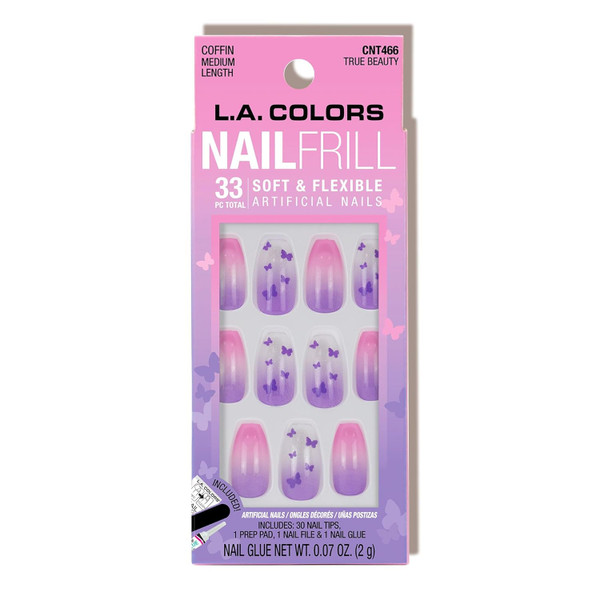 L.A. COLORS Nail Frill Artificial Nail Tip carded - 1 Pack