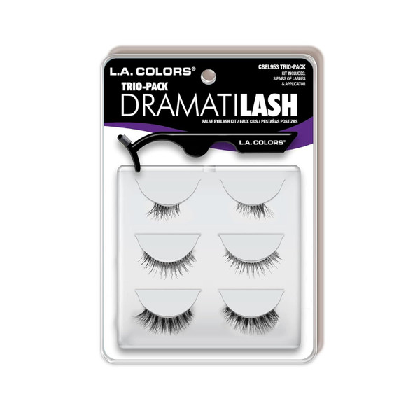 L.A. Colors Eye Lash Kit Multipack 3 Pairs with Applicator - 1 Pack