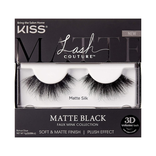 KISS Lash Couture 3D Faux Mink Lashes Matte Black - 1 Ct