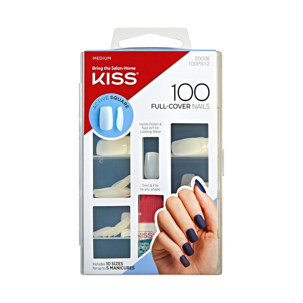KISS 100 Full-Cover Nails Active Square - 1 Ct