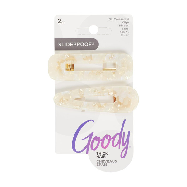 Goody Slideproof Resin Hinge Hair Clips Cream - 2 Ct