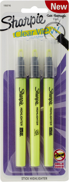 Sharpie Clear View Highlighter Stick  Yellow - 3 count