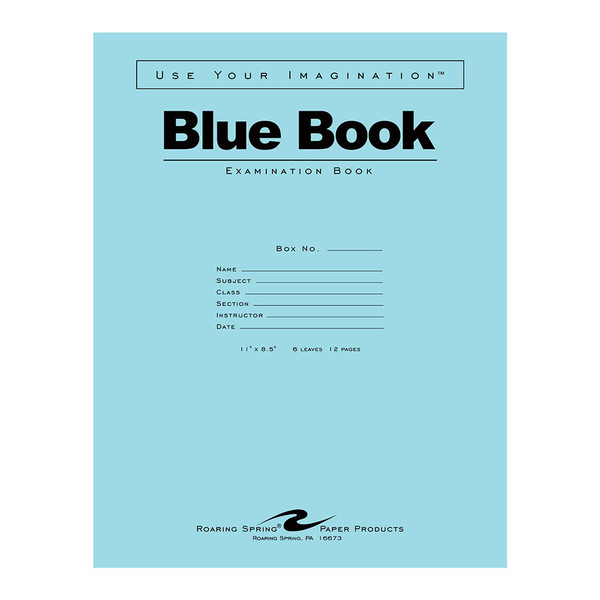 Roaring Spring Blue Exam Book, 11 x 8.5 - 6 Sheets