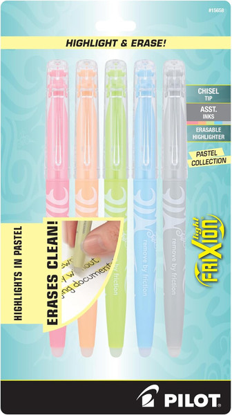 Pilot Frixion Light Pastel Highlighter with Erasable Ink, Assorted - 5 Ct