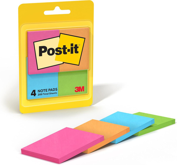 Post-It Sticky Notes 2 X 1.5 - Cape Town Colors - 4 Pad Pack,