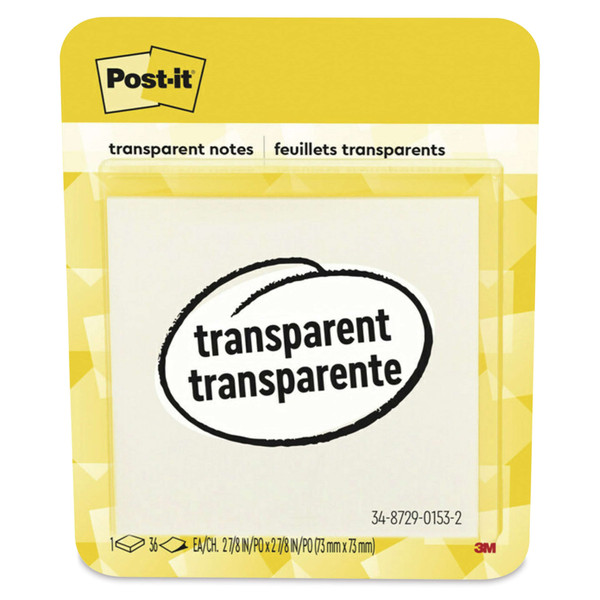 Post-It Transparent Notes - Single Pad, 2.8" x 2.8", White - 1 Pad